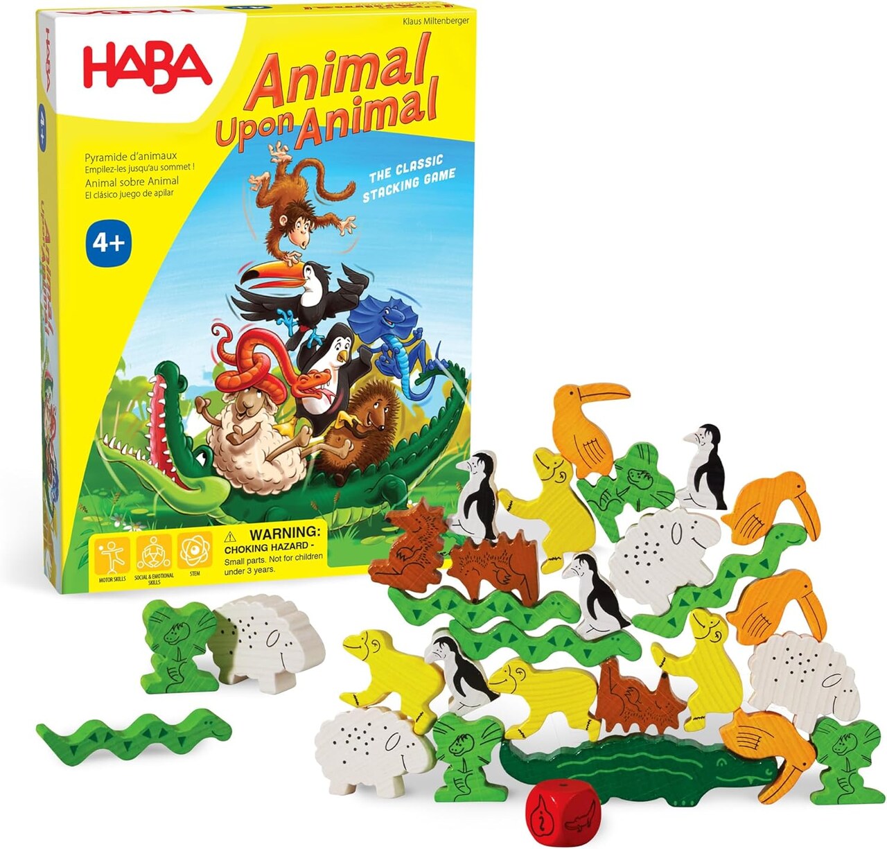 HABA Animal Upon Animal - Classic Wooden Stacking Game: Ultimate Family Board Games for Kids and Adults, Party Games and Fun Dexterity Kids Games 4-8